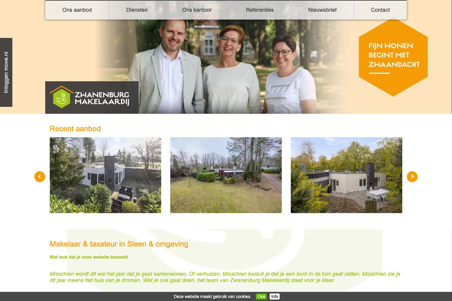 Website screenshot https://zwanenburgmakelaardij.nl