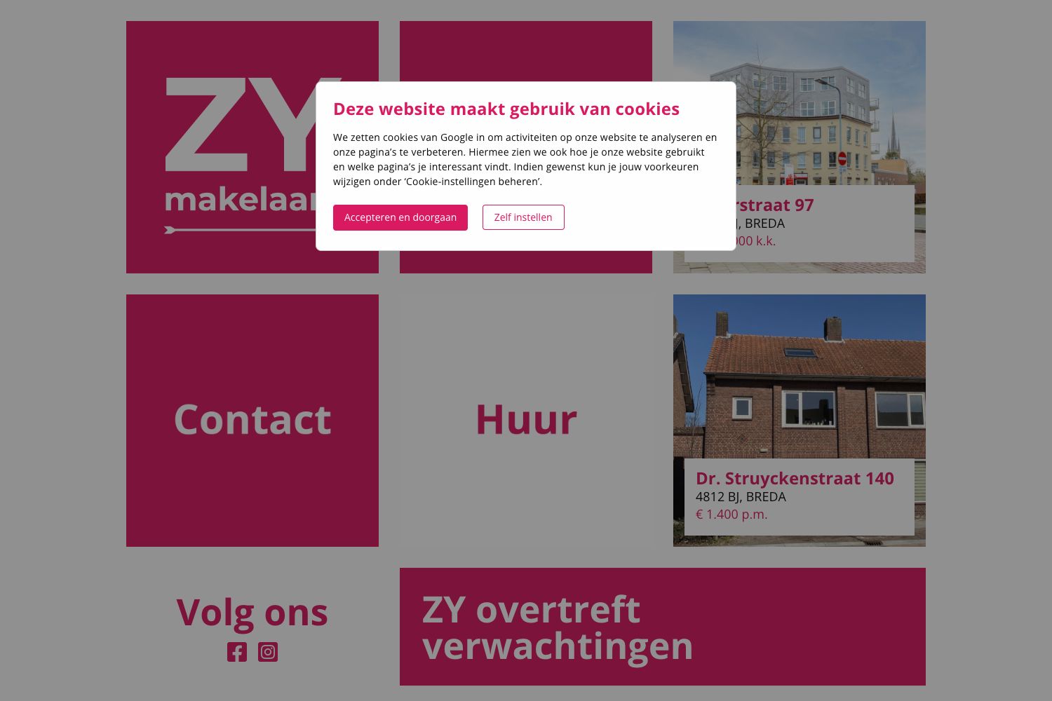 Website screenshot https://zymakelaars.nl